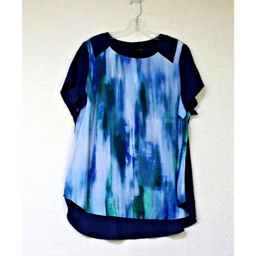Lane Bryant Women's Active Navy Blue & White Tie-Dyed Top Shirt Sz  14-16 New